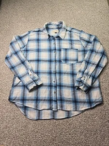 Universal Threads Shirt Womans Large Blue Plaid Flannel Casual Comfort Outdoors - Picture 1 of 13