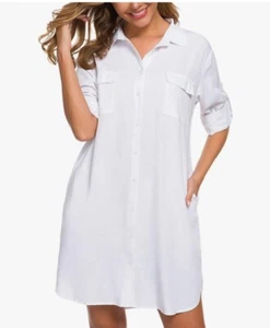 Camicia/Vestito donna manica lunga con bottoni LUSMAY con taschino NUOVO - Foto 1 di 4