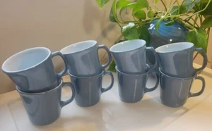 Set of 8 Pyrex & CorningWare Blue 8oz Coffee Mugs VTG 70's Milk Glass  Cups - Picture 1 of 5
