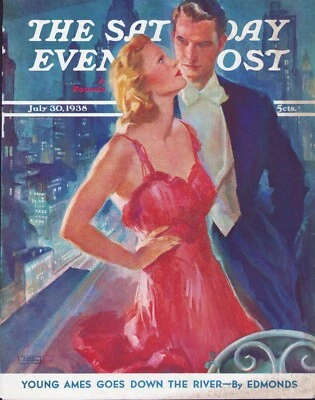 JULY 30 1938 Elegant Couple on the Town SATURDAY EVENING POST COVER ONLY Foto 1 de 3