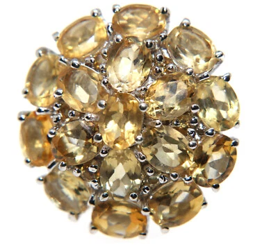 Anello argento 925 quarzo citrino toppa misura 20 grande donna maestoso tondo - Immagine 1 di 4