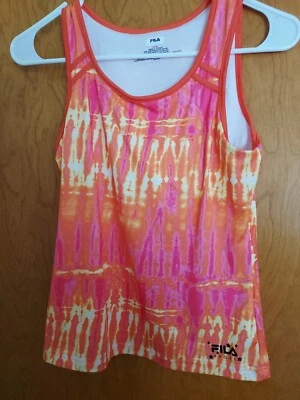 Sutiã Fila Sport tamanho 14 feminino regata logotipo frente e verso suporte incluído inserção - Imagem 1 de 4