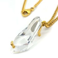 Swarovski Crystal Memories Cinderella Glass Shoes Necklace Pendant Gold Chain 50