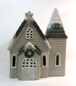Inarco Lighted Christmas Village Church Porcelain House w/ Light Cord - Picture 1 of 6