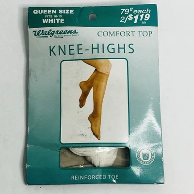 vintage walgreens knee high comfort top queen size white reinforced toe - Image 1 of 2
