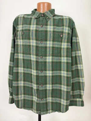 Duluth Trading Flannel Work Shirt Men XL Trim Fit Green Plaid Cotton Outdoors - Image 1 of 4