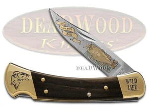 Buck 110 Wild Life Series Bass Folding Hunter Stainless Custom Pocket Knife - Picture 1 of 4