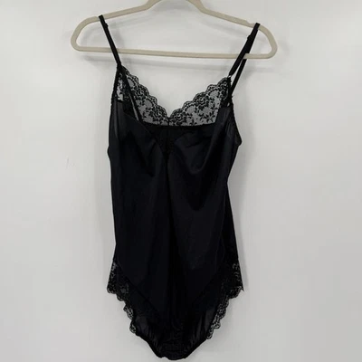 De Colección Bestform Mujer Negro Encaje Ribete Body Talla 38 ILGWU Cami Peluche Lencería Foto 1 de 4