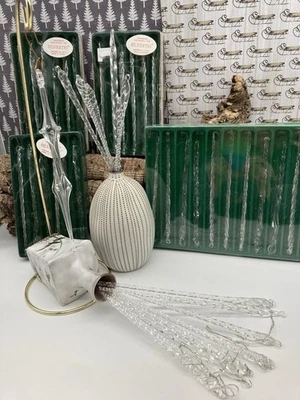 ЛОТ из 47 винтажных витых закрученных стеклянных украшений сосульки ручной работы Silvestri - Изображение 1 из 4