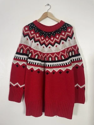 Next Xmas Red Fair isle Pattern Chunky Knit Christmas  Jumper -Sz XL (UK 18 -22) - Image 1 of 4