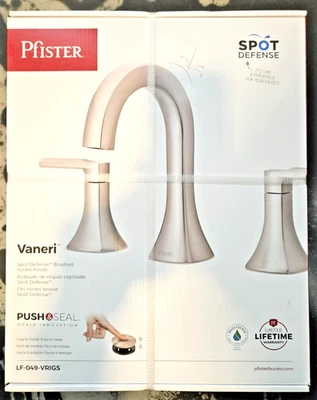 Pfister Vaneri Spot Defense拉丝镍宽浴室水槽龙头 — 第 1/2 张图片