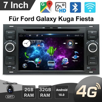 DVD&CD GPS Für Ford Galaxy Kuga Fiesta Focus Fusion Android14 Autoradio RDS Navi - Bild 1 von 4