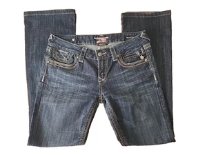 Pantalones de mezclilla Be Rock for Express para mujer 8R azul elástico apenas corte botín bigotes - Imagen 1 de 21
