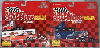 Two 1996 Racing Champions Team Transporters #1 Rick Mast, #88 Dale Jarrett. NIP - Image 1 of 2