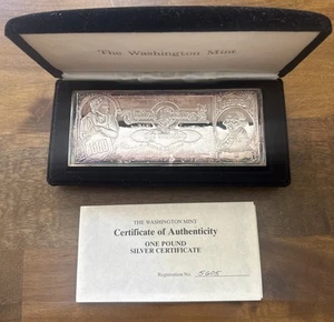 1996 $1000 NOTE George Washington ONE POUND 999 Silver Art Bar - Picture 1 of 8