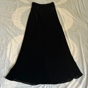 Maxi falda de terciopelo de seda con sesgo negro citrón - Imagen 1 de 10
