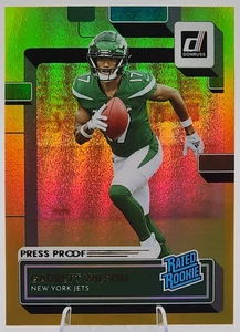 2022 Panini Donruss Garrett Wilson Rated Rookie RC Gold Press Proof Premium Jets - Picture 1 of 2