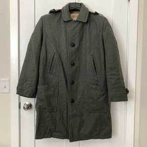 Vintage Lakeland Wool Trench Coat Lined Green Tweed Size 40 Made In USA - Picture 1 of 15