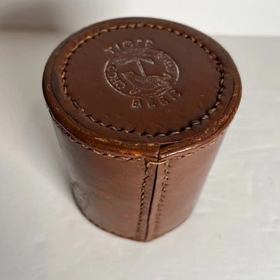 Taza de dados de cuero de cerveza tigre vintage Chop Rimau 'Time for a Tiger' rara Foto 1 de 4