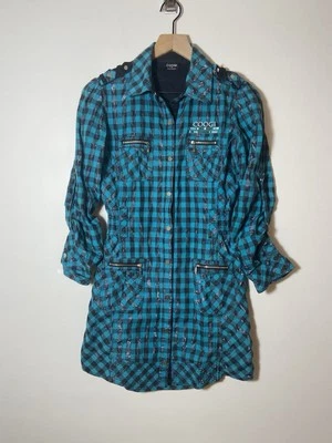 Mini Camisa Vestido Coogi Para Mujer Talla M Azul A Cuadros Manga Larga Foto 1 de 4