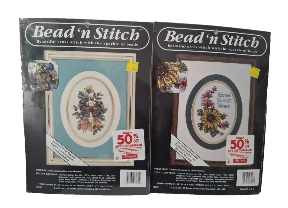 Vintage Bead N Stitch Counted Cross Kit John Marchie Wings of Gold 08201