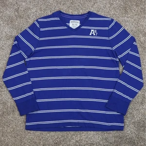 Aeropostale Striped V-Neck Long Sleeve Shirt A87 Men's XXL Blue White Y2K - Picture 1 of 10