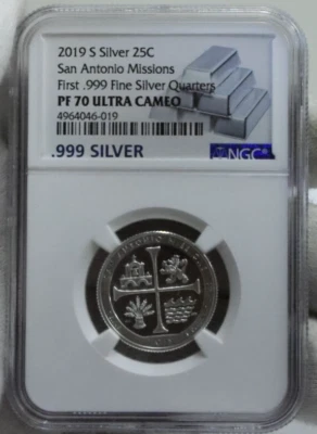 2019 S US 1 st Silver .999 San Antonio Missions NGC PF70 UC - Image 1 of 2