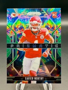 2024 Panini Prizm - Xavier Worthy Prizmatic Green Prizm (RC) #14 Chiefs - Picture 1 of 2