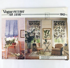 Vtg Vogue Patterns For Living 1843 Curtains, Drapes Swags Tails 1980s One Size - Picture 1 of 11