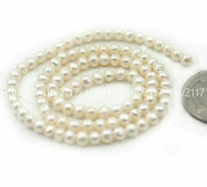 4/5/6/7/8/9/10/11mm Nearly Round White Freshwater Pearl Loose Beads Strand 15'' - Picture 1 of 13