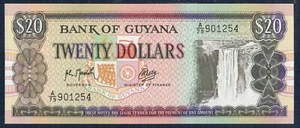 Guyana 20 Dólares 1989 P.M. N° 27 Fior De Impresión - Gian 6 - Imagen 1 de 2
