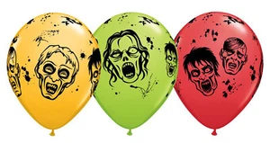 Halloween Party Supplies - Zombie Balloons Latex 28cm Approx 3 Colours to choose - Picture 1 of 4