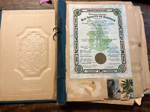 1930’s Scrapbook BSA Boy Scouts Photos Letters Certificates Clippings 58+ Pages - Picture 1 of 21