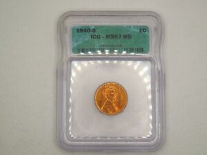 1940 - S Lincoln Wheat Penny 1c | MS 67 RD | ICG 