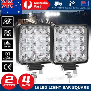 Lightfox 2x 4inch Osram Square LED Work Lights Flood Reverse Ute Truck 12V 24V - Picture 1 of 9