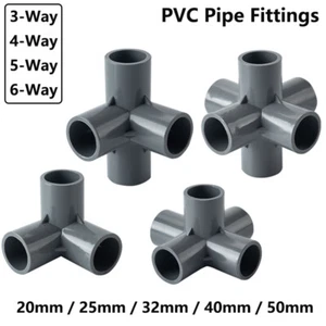 Conector de codo de PVC 3/4/5/6 vías acoplamiento accesorios de tubería diámetro 20/25/32/40/50 mm gris - Imagen 1 de 34
