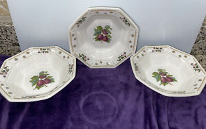 Nikko Classic Collection  “Orchard"  Bowls 6 3/4” Cherries/plums Set Of 3