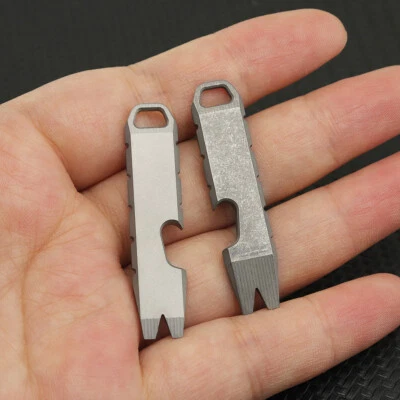 2PCS EDC Mini Titanium Alloy Pocket Pry Bar Crowbar Opener Keychain Multi Tool - Image 1 of 4