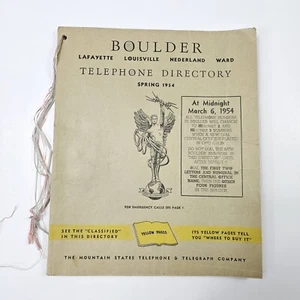 Vintage 1954 Boulder Colorado Telephone Directory Telephone book Yellow Pages - Picture 1 of 8