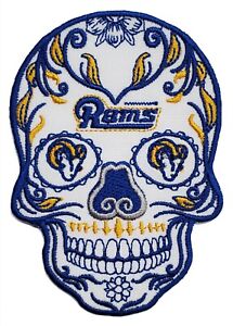 Los Angeles Rams Sugar Skull NFL Football Embroidered Iron On Patch Super Bowl