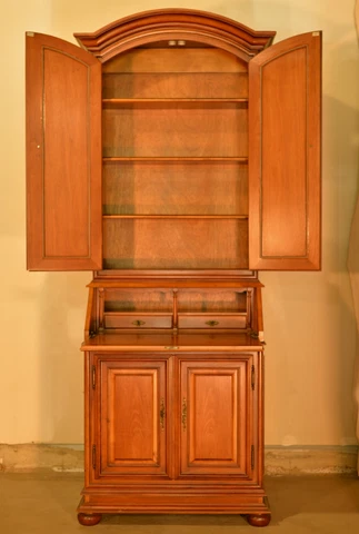 Traditional English Secretary Desk with Bookcase Hutch by Baker Furniture Cover