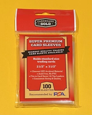 100 Cardboard Gold Super Premium Standard Card Sleeves 2 5/8" x 3 5/8" - CBG 🔥 - Image 1 of 2