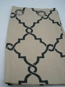 Madison Park Saratoga Window Curtain Panel Grommet Top Drapes 50x19 Black/Beige  - Picture 1 of 5