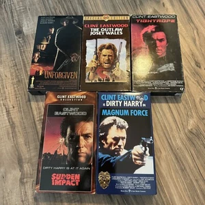 Clint Eastwood VHS (5) VHS Tape Lot, Tightrope, Sudden Impact, Josie Wales - Picture 1 of 6