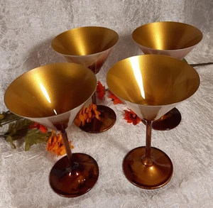 4 Drip Coated Earth Tones Martini/Dessert Glasses - Picture 1 of 8