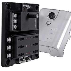 12V - 32V DC 180A 6 Way ATC ATO Fuse Box Block w/ Ground Negative Bus for Auto - Foto 1 di 8