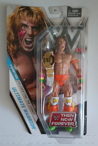 WWE Mattel Ultimate Warrior w Belt -Then Now Forever Basic Series WWF Flashback Cover