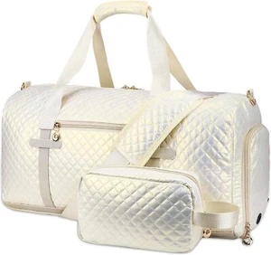 Weekend Bag Women Travel Overnight Shoe Compartment Gym Carry On Wet Pocket - Picture 1 of 7