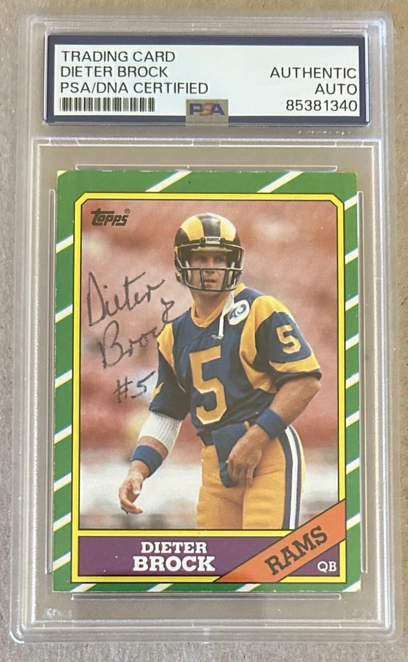Dieter Brock 1986 Topps 76 Signed Auto Autograph Rams Jacksonville State PSA/DNA - Image 1 of 3