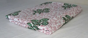 Indian Floral Green Hand Block Print New Pure 100% Cotton Fabric 3 Yards Crafts - Picture 1 of 10
